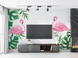 پوستر دیواری فلامینگو و برگ انجیری M12020410