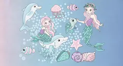 پوستر دیواری دخترانه پری دریایی M10224400