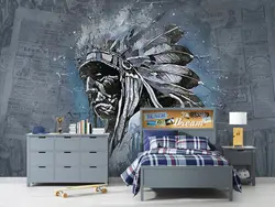 پوستر دیواری چهره مرد سرخ‌پوست M13410900