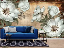 پوستر دیواری گل فانتزی و دیوار DP-1026