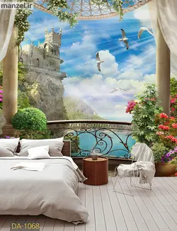 پوستر دیواری تراس رو به دریا و کوه DA-1068