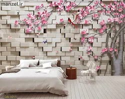 پوستر دیواری شکوفه و دیوار آجری DA-1011