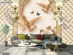 پوستر دیواری طرح چرم و پرنده DP-1146