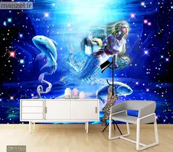 پوستر دیواری پری دریایی و ماهی DP-1163