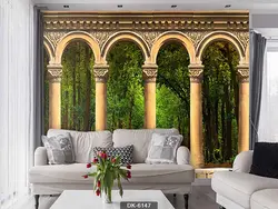 پوستر دیواری طرح جنگل و ساختمان قدیمی کد DK-6147