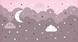 پوستر دیواری کودک دختر ماه ستاره M12112910