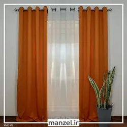 پرده پانچ کتان نارنجی کد KMD106