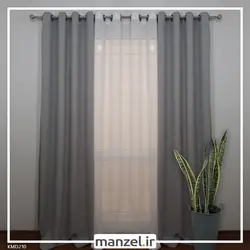 پرده پانچ کتان خاکستری کد KMD210