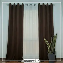 پرده پانچ کتان قهوه ای تیره کد KMD217