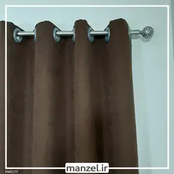 پرده پانچ کتان قهوه ای تیره کد KMD217