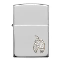 فندک زیپو تمام نقره با برلیان کد 49554 Zippo Sterling Flame