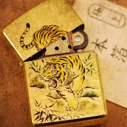 فندک زیپو کاستوم ادیشن طلایی کد Zippo Japanese Tiger 5117