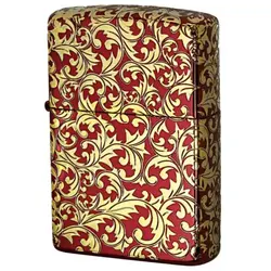 فندک زیپو کاستوم ادیشن قرمز طلایی کد 14136  Zippo Arabesque Splendor Red