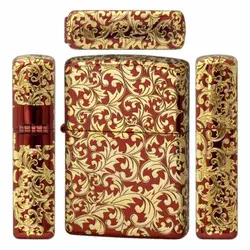 فندک زیپو کاستوم ادیشن قرمز طلایی کد 14136  Zippo Arabesque Splendor Red