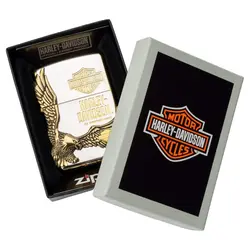 فندک زیپو کاستوم ادیشن سفید طلایی کد Zippo Harley Davidson HDP-17