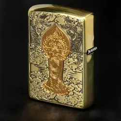 فندک زیپو کاستوم ادیشن چوبی طلایی کد 14426 Zippo Armor Gate Of Happiness