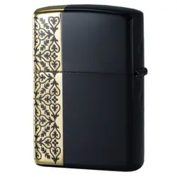 فندک زیپو کاستوم ادیشن مشکی طلایی کد Zippo Arabesque Noble ZA-5-34A