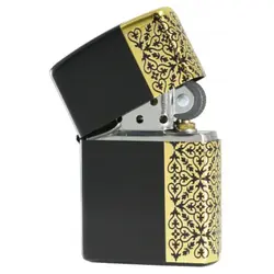 فندک زیپو کاستوم ادیشن مشکی طلایی کد Zippo Arabesque Noble ZA-5-34A