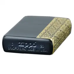 فندک زیپو کاستوم ادیشن مشکی طلایی کد Zippo Arabesque Noble ZA-5-34A