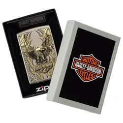 فندک زیپو کاستوم ادیشن نقره ای کد Zippo Harley Davidson Big Eagle HDP-73