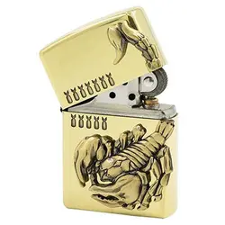 فندک زیپو کاستوم ادیشن طلایی کد Zippo Venom Scorpion Etching Brass