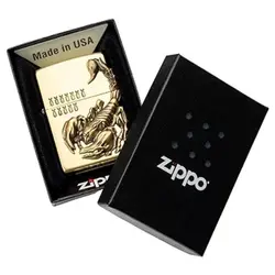 فندک زیپو کاستوم ادیشن طلایی کد Zippo Venom Scorpion Etching Brass
