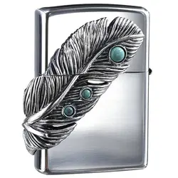 فندک زیپو کاستوم ادیشن نقره ای کد Zippo Big Metal Feather Zs1041