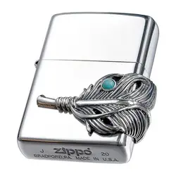 فندک زیپو کاستوم ادیشن نقره ای کد Zippo Big Metal Feather Zs1041