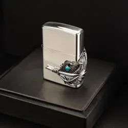 فندک زیپو کاستوم ادیشن نقره ای کد Zippo Big Metal Feather Zs1041