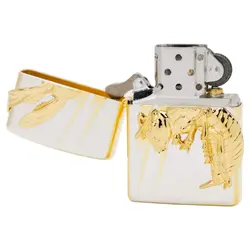 فندک زیپو کاستوم ادیشن سفید طلایی کد Zippo Venom Hornet SG Mirror