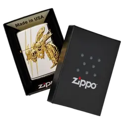 فندک زیپو کاستوم ادیشن سفید طلایی کد Zippo Venom Hornet SG Mirror