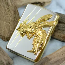 فندک زیپو کاستوم ادیشن سفید طلایی کد Zippo Venom Hornet SG Mirror