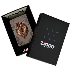 فندک زیپو کاستوم ادیشن کد Zippo Owl Lucky Charm Black Nickel