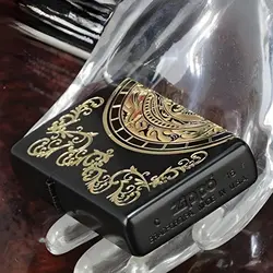 فندک زیپو کاستوم ادیشن مشکی طلایی کد Zippo King Crest