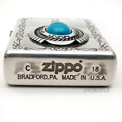 فندک زیپو روکش نقره Zippo Blue Stone Antique Silver Plate