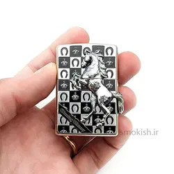 فندک زیپو آبکاری نقره Zippo GC-Sv Silver Horse Emblem