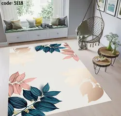 فرشینه طرح برگ زمینه روشن 5118