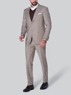 کت و شلوار چهارخانه نخودی