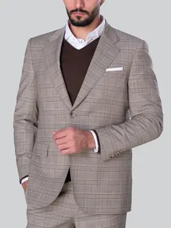 کت و شلوار چهارخانه نخودی