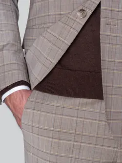 کت و شلوار چهارخانه نخودی