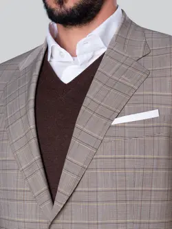 کت و شلوار چهارخانه نخودی