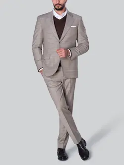 کت و شلوار چهارخانه نخودی