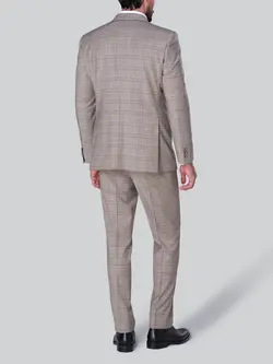 کت و شلوار چهارخانه نخودی