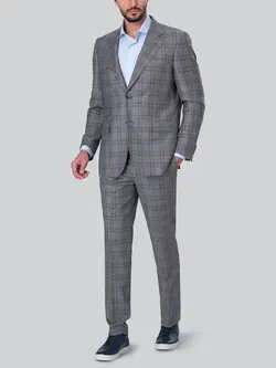 کت و شلوار چهارخانه طوسی