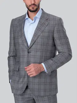 کت و شلوار چهارخانه طوسی