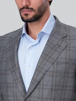 کت و شلوار چهارخانه طوسی