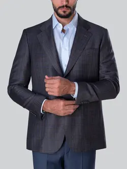 کت تک چهارخانه طوسی تیره