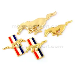 ست کامل آرم اسب موستانگ طلایی پرچم دار