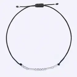 دستبند مورس کد نقره با بند مشکی زنده باد (VIVA)