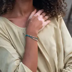 دستبند نقره/طلا و سنگ رنگی